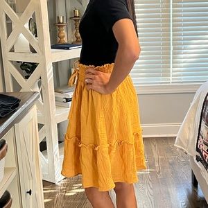 Mustard Tiered Skirt - Size M